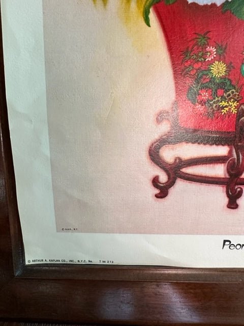 1960's Arthur Kaplan Lithograph K. Chin Peonies Orientale - Gem City Mercantile