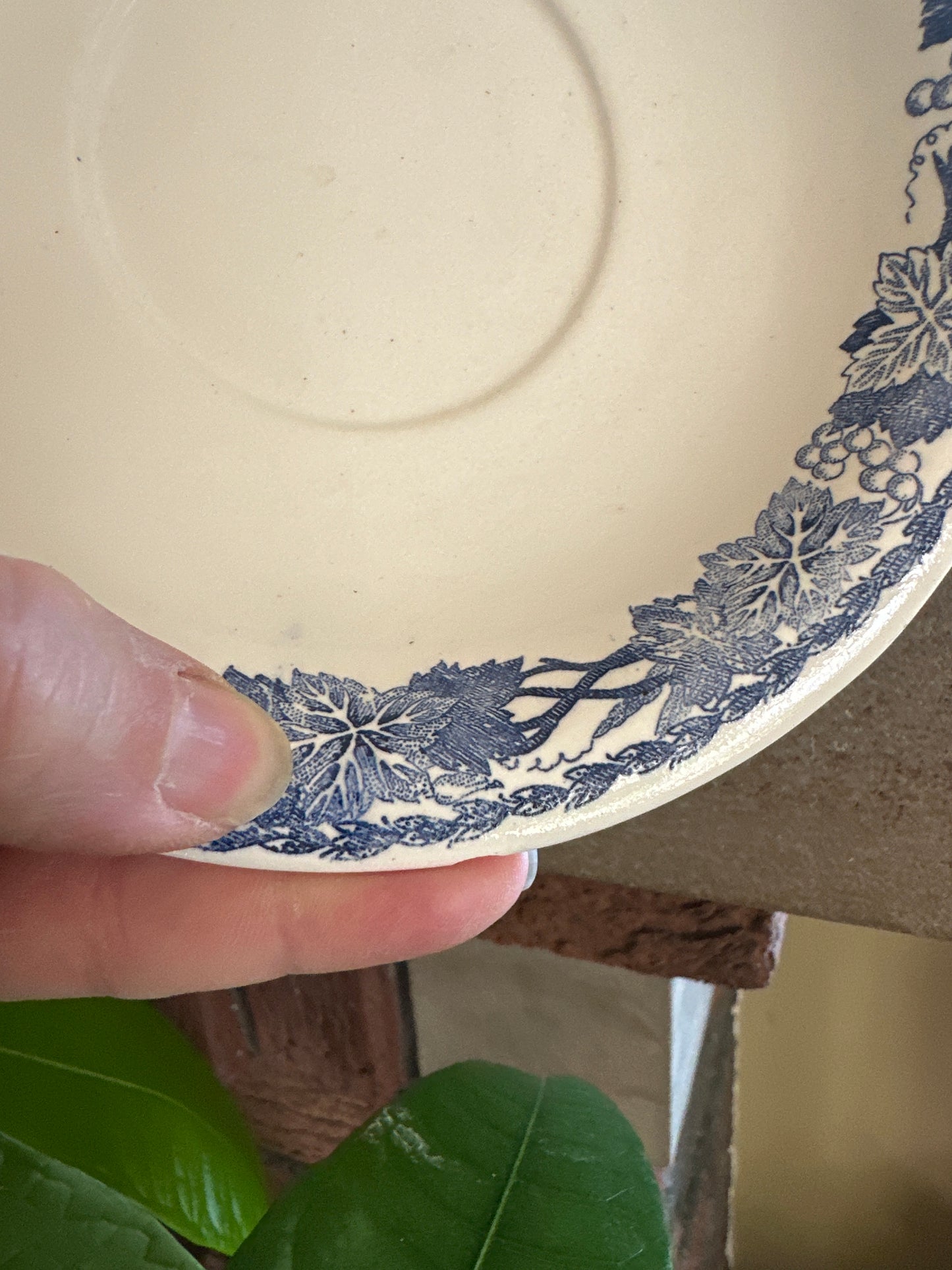 Vintage Blue & White Pitcher with MatchingUnderplate