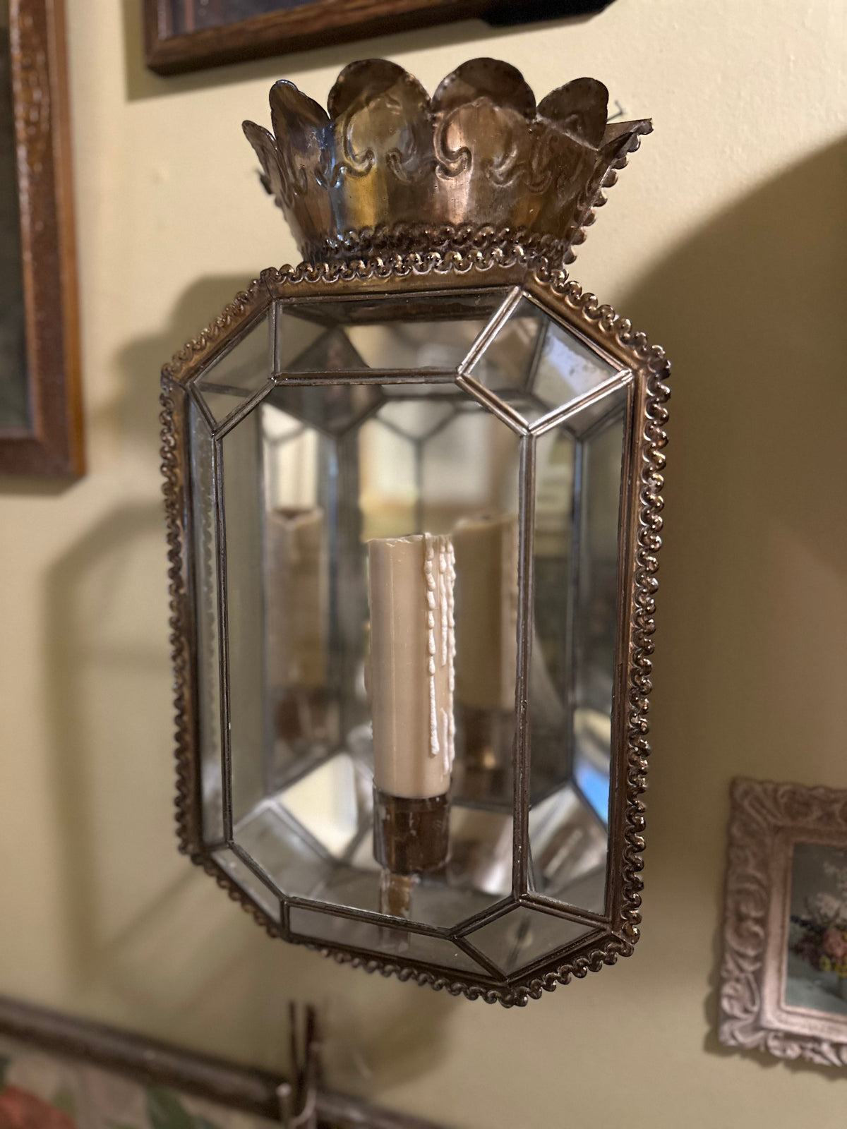 Vintage Continental Style Mirrored Wall Sconce