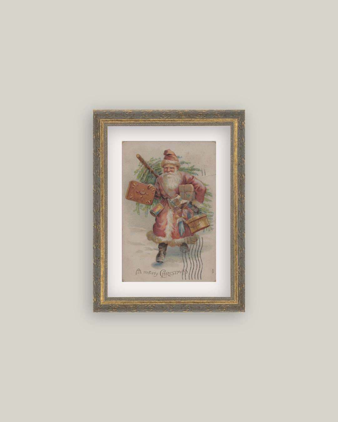 Vintage Style Santa Framed Art