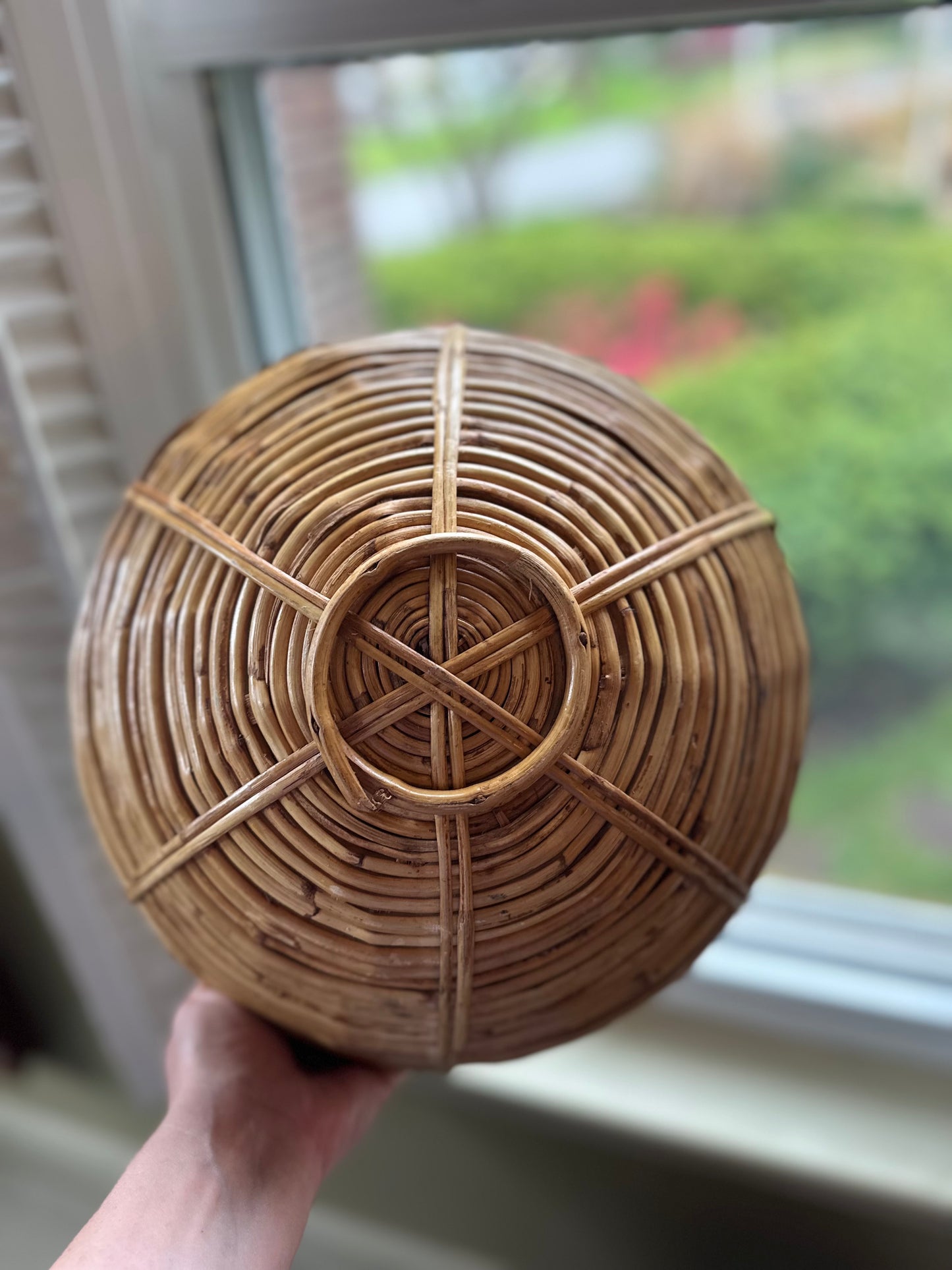 Vintage Hand-Woven Cane Bowl