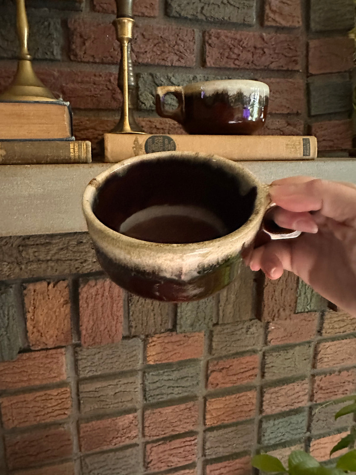 Vintage Western Stoneware Drip Glazed Mugs (set of 2)