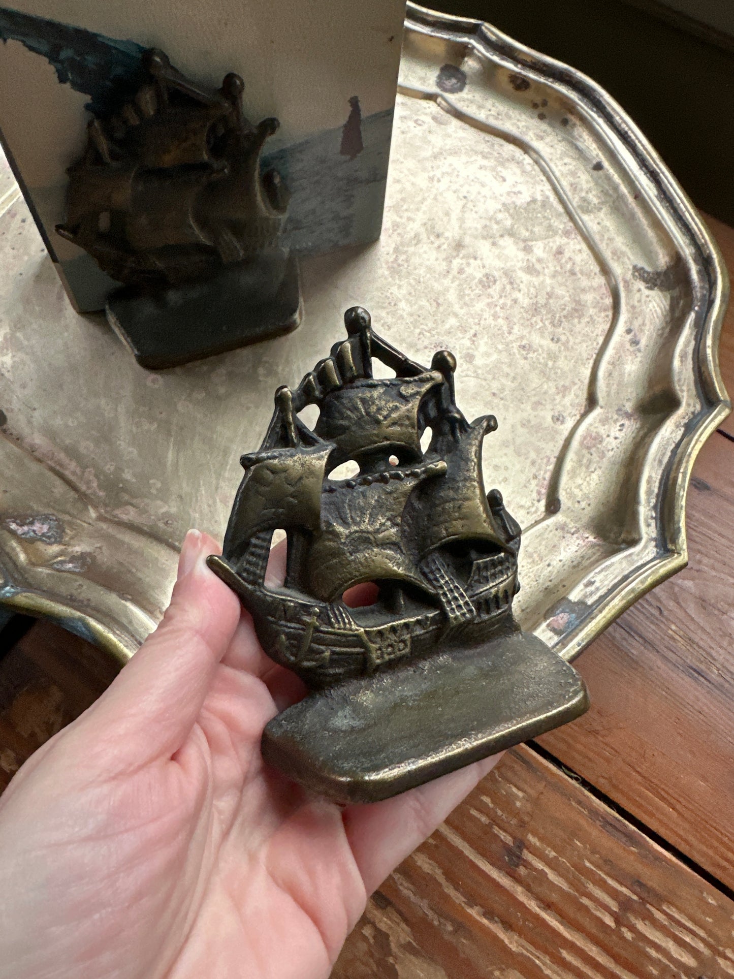 Vintage Cast Iron Ship Bookends