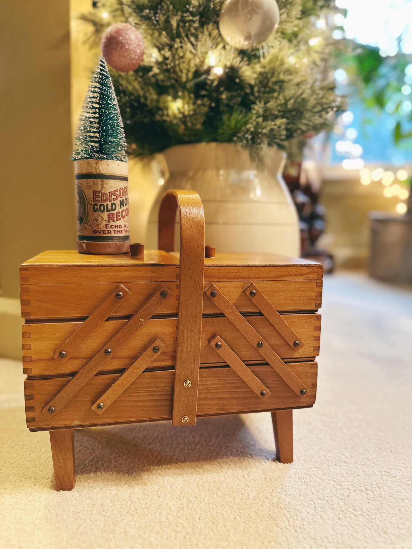 Vintage Accordion Sewing Box