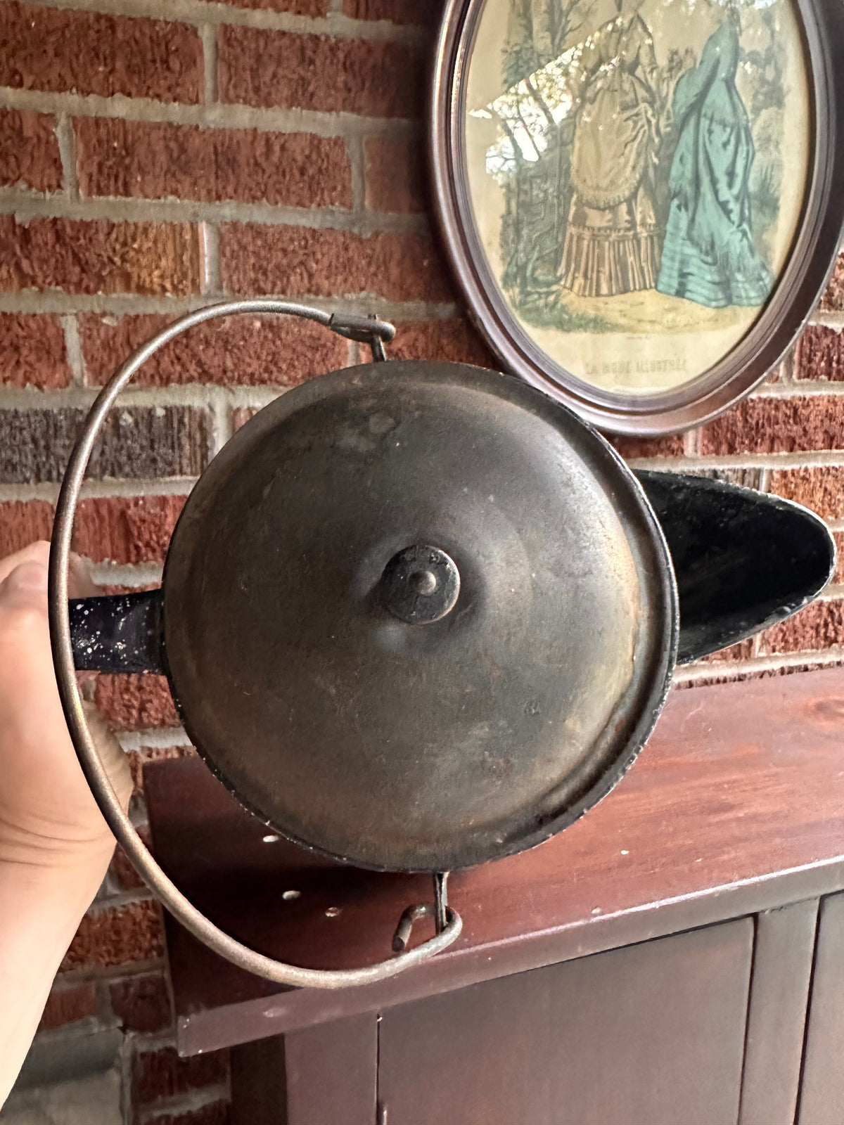 Vintage Black Speckled Graniteware Coffee Pot | Primitive Camp Style