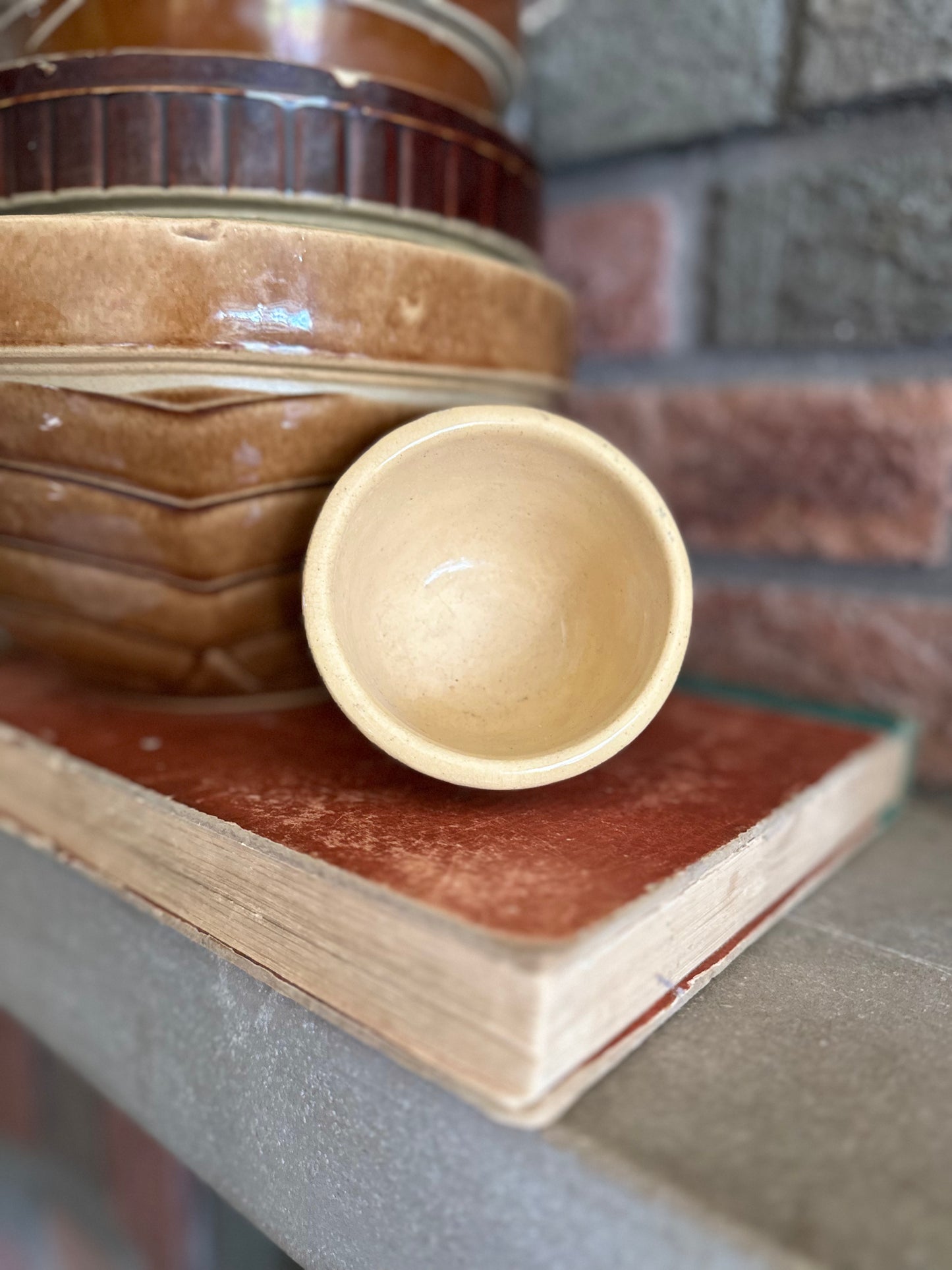 Antique Yellow Ware Custard Cup