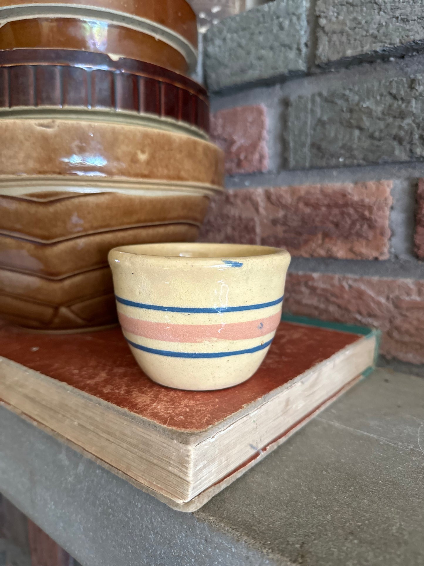 Antique Yellow Ware Custard Cup