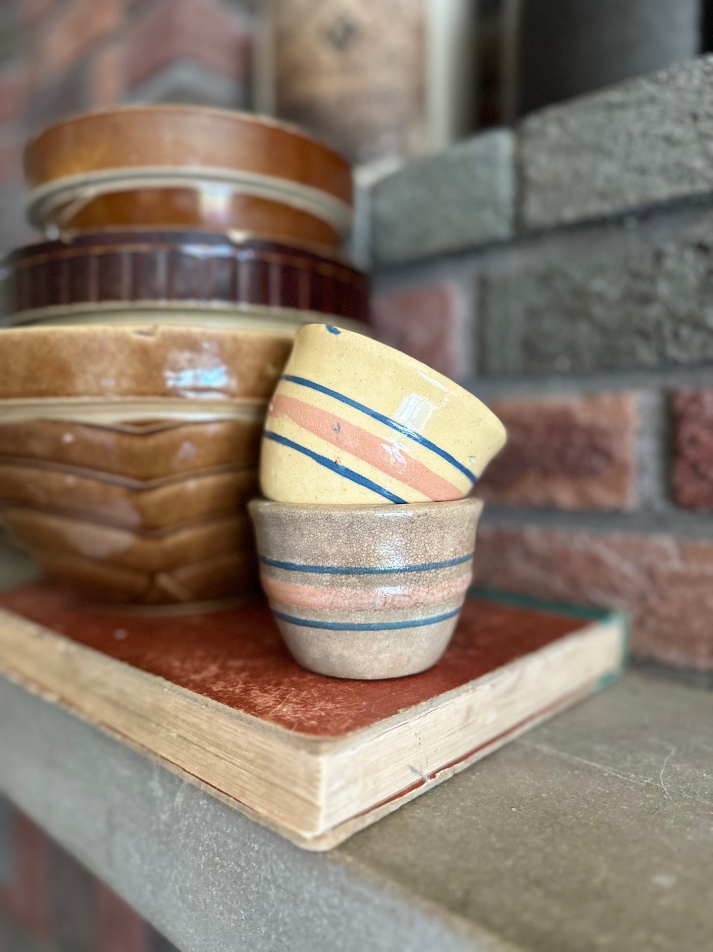Antique Yellow Ware Custard Cup