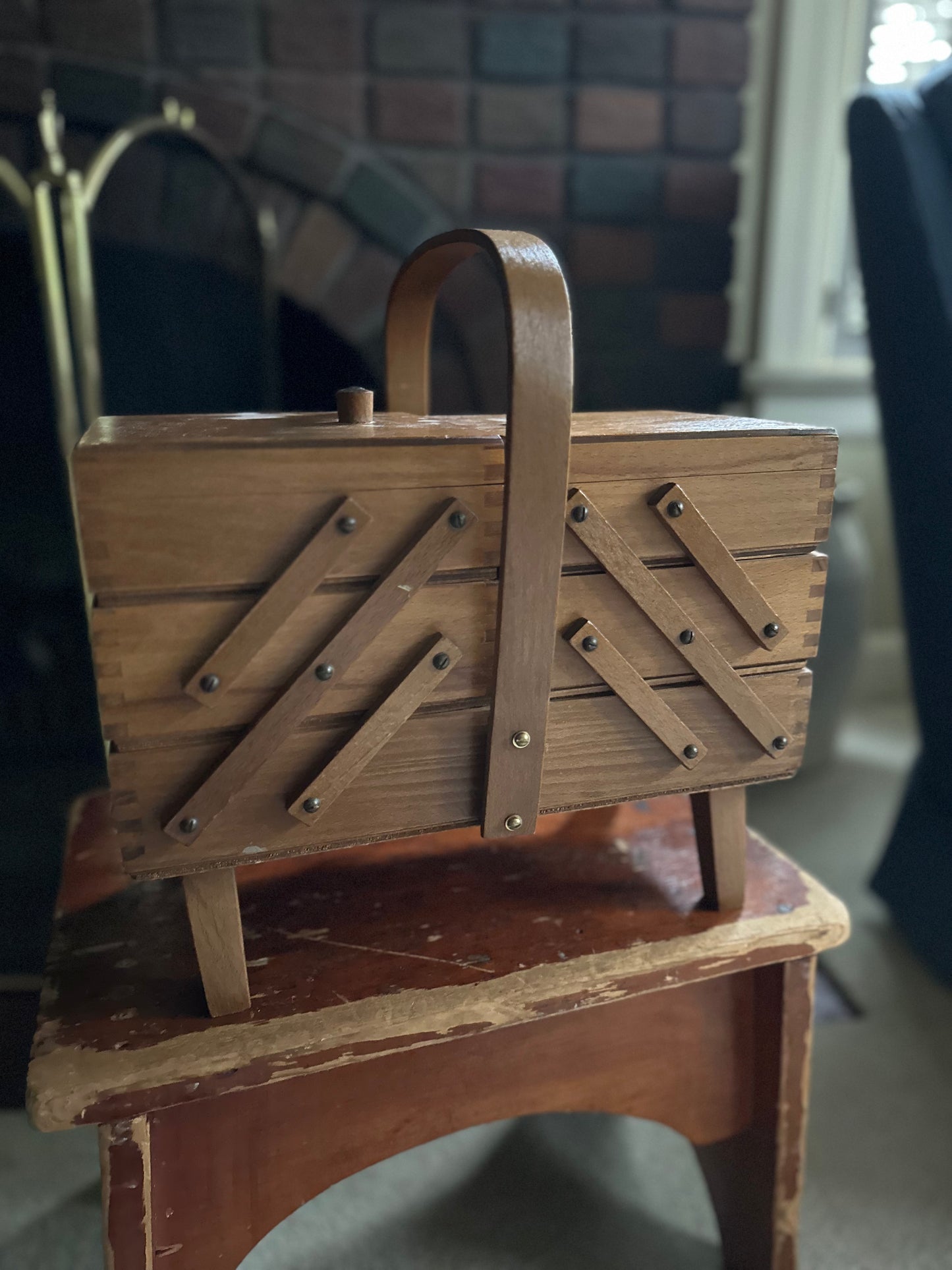 Vintage Accordion Sewing Box