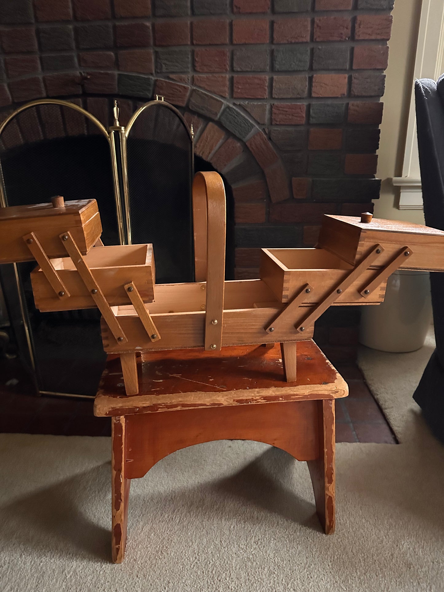 Vintage Accordion Sewing Box