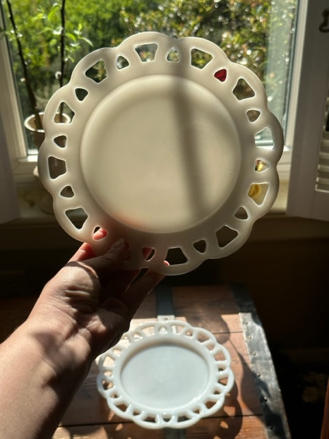 Set of Two Hazel Atlas Milk Glass Plates