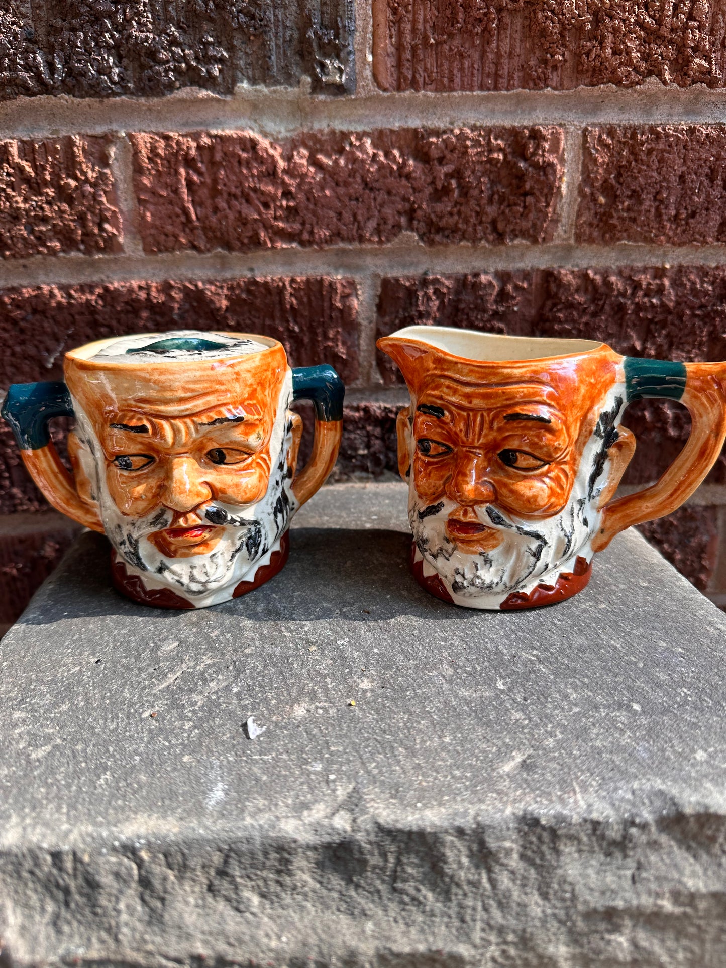 Vintage Toby Sugar Bowl and Creamer Set