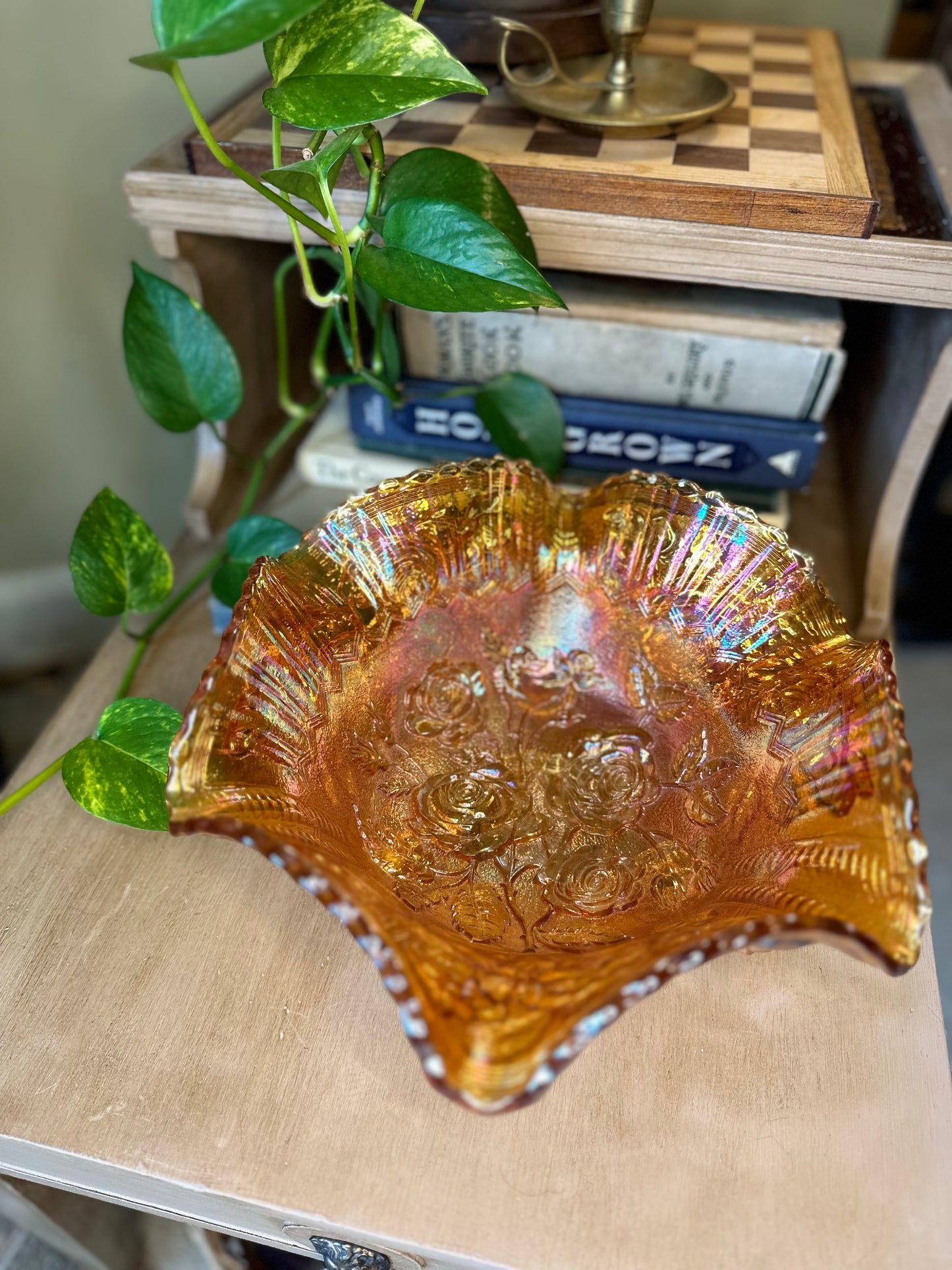 Carnival Glass Footed Bowl