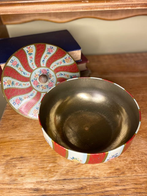 Vintage Daher Red Floral Tin