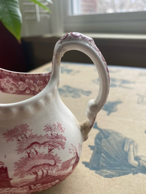 Spode Copelan 19th Century Red Transferware Creamer