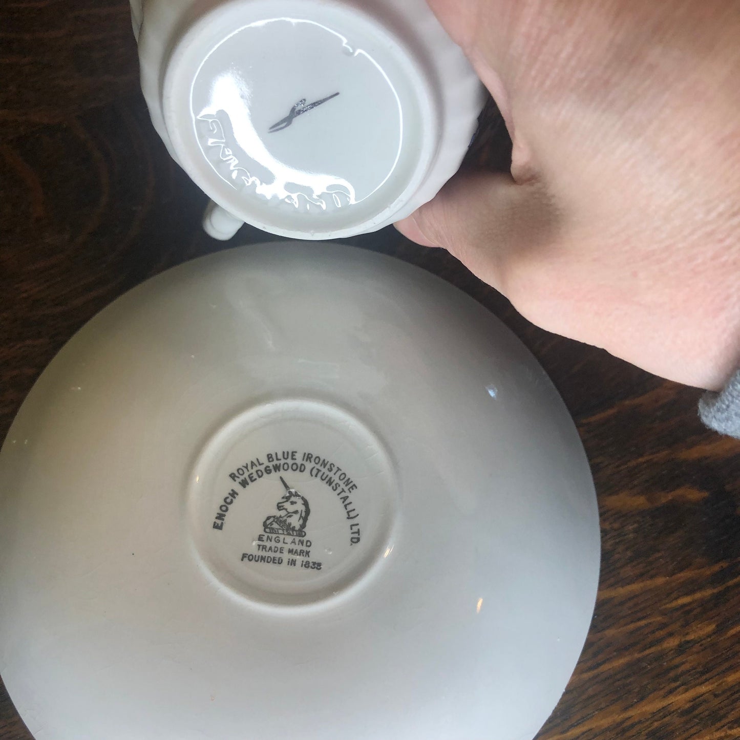 Enoch Wedgwood Royal Blue Ironstone Cups&Saucer-2