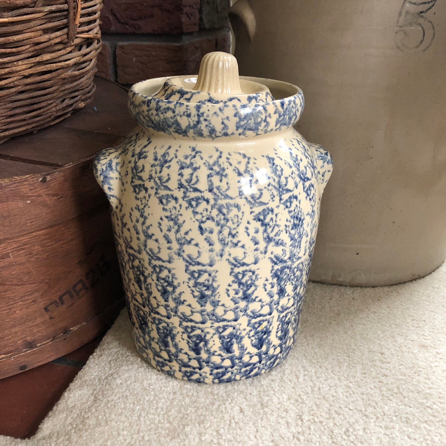 Vintage Robinson Rosanbottom Spongeware Crock