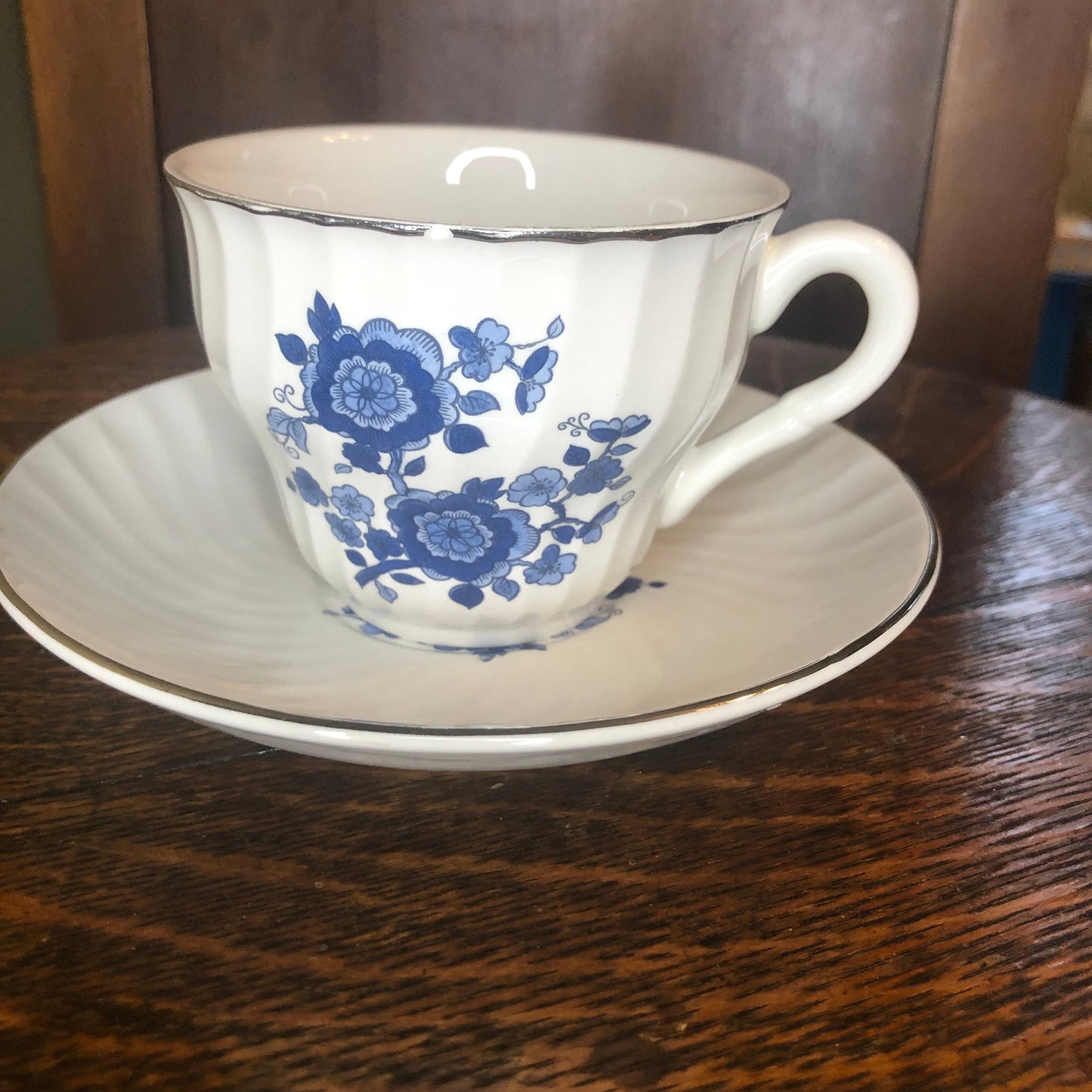 Enoch Wedgwood Royal Blue Ironstone Cups&Saucer-2