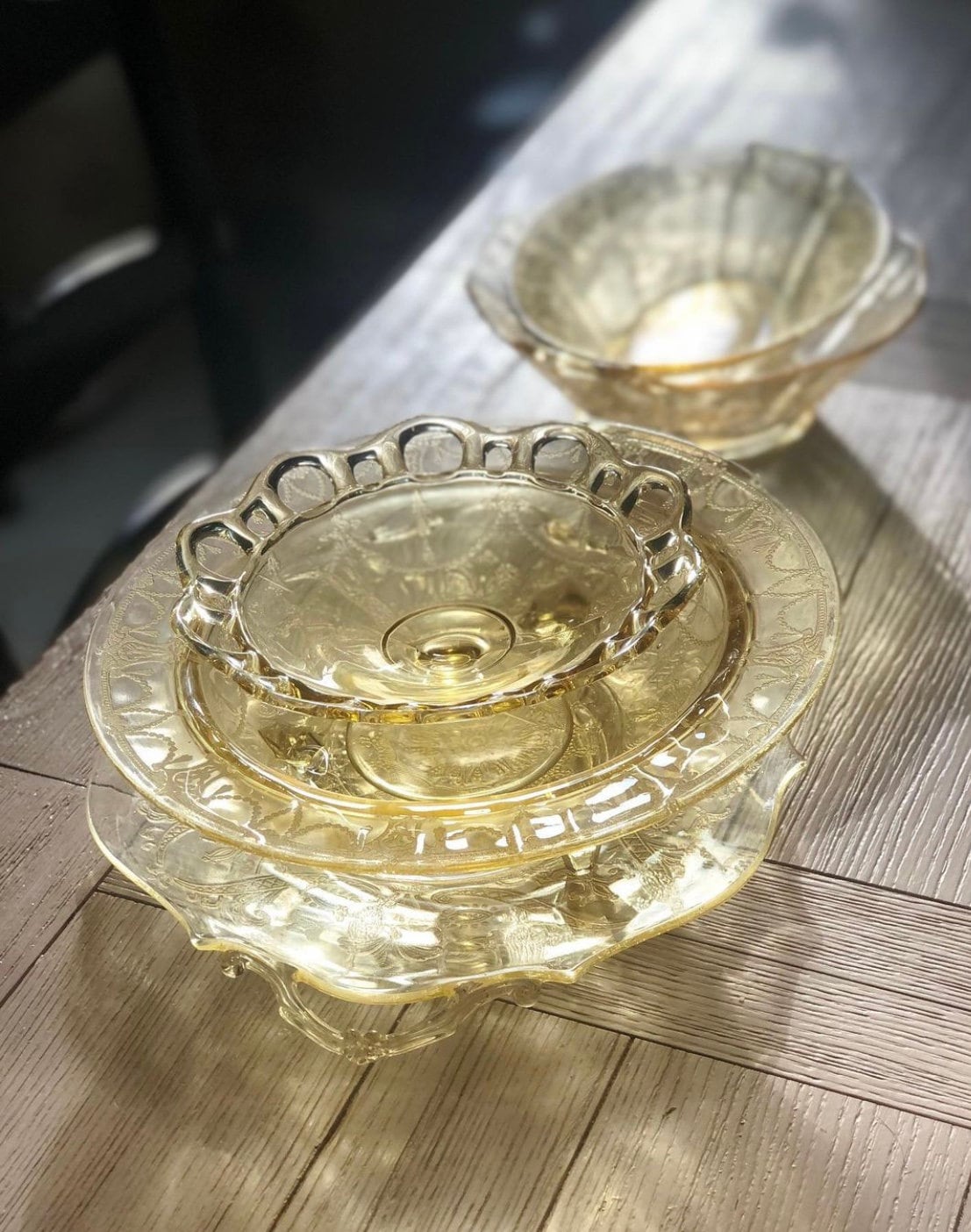 Vintage Lace Edge Depression Glass Dish