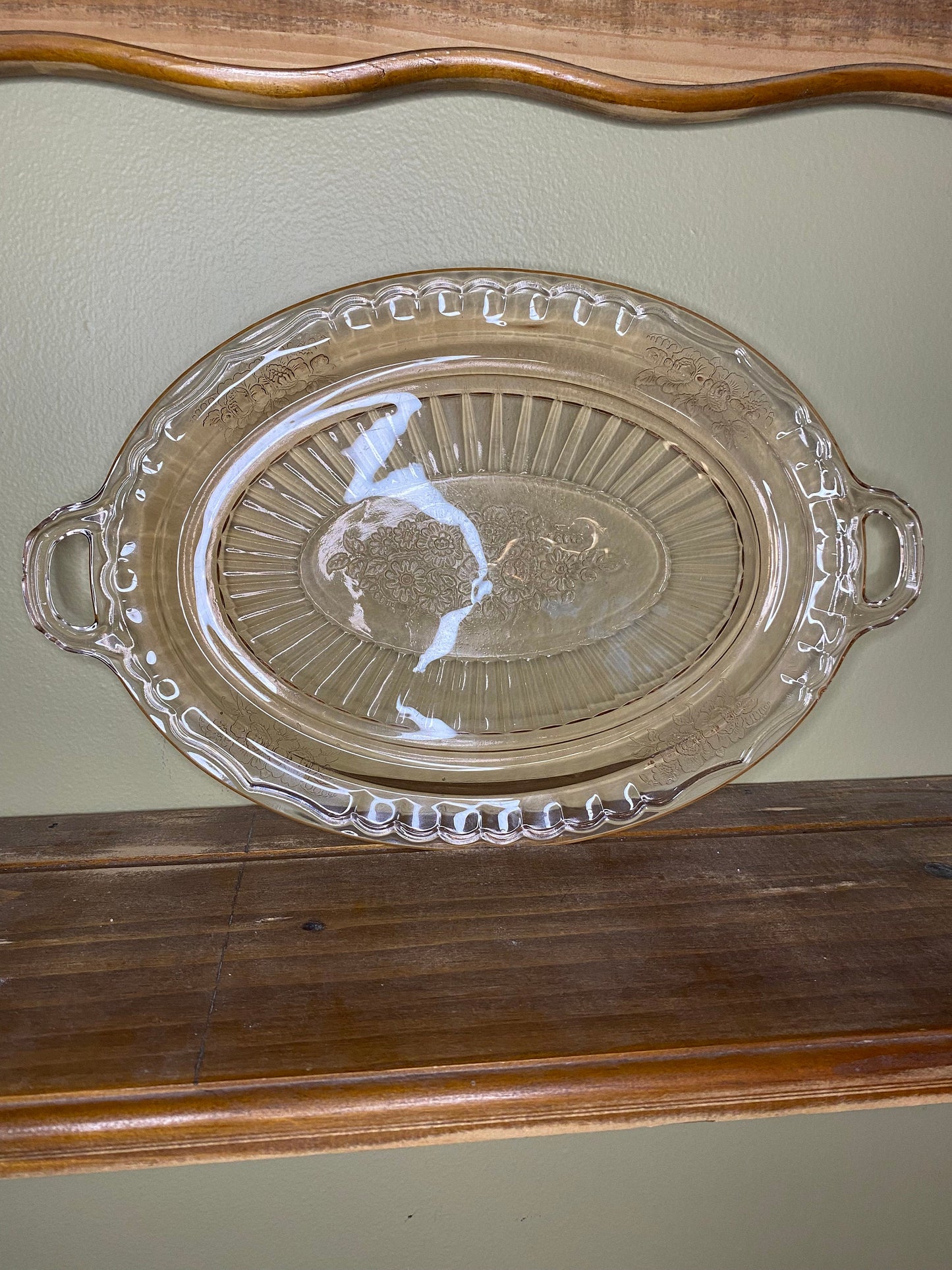 Vintage Anchor Hocking Pink Depression Glass Platter