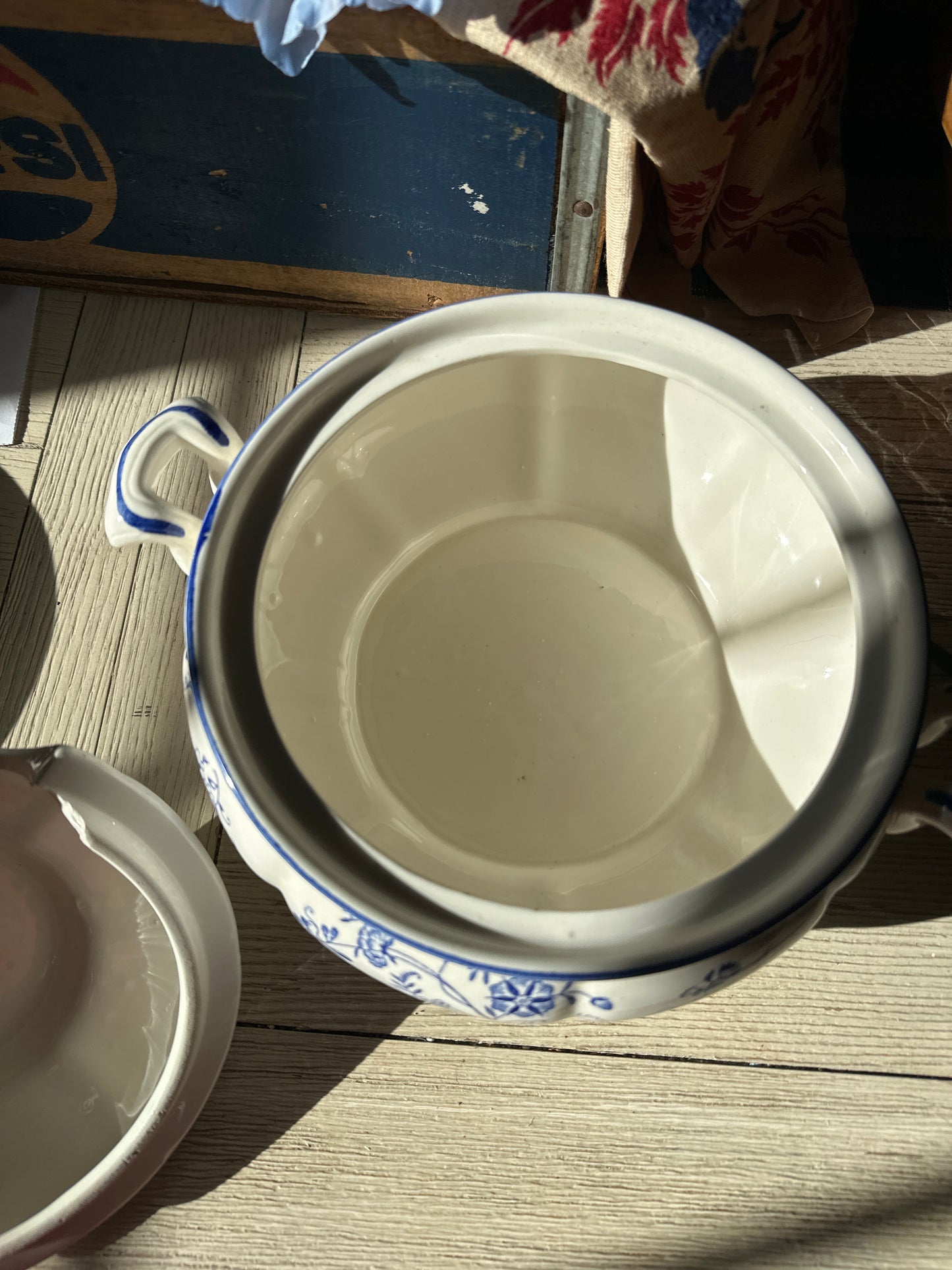Vintage 1950s Blue & White Tureen