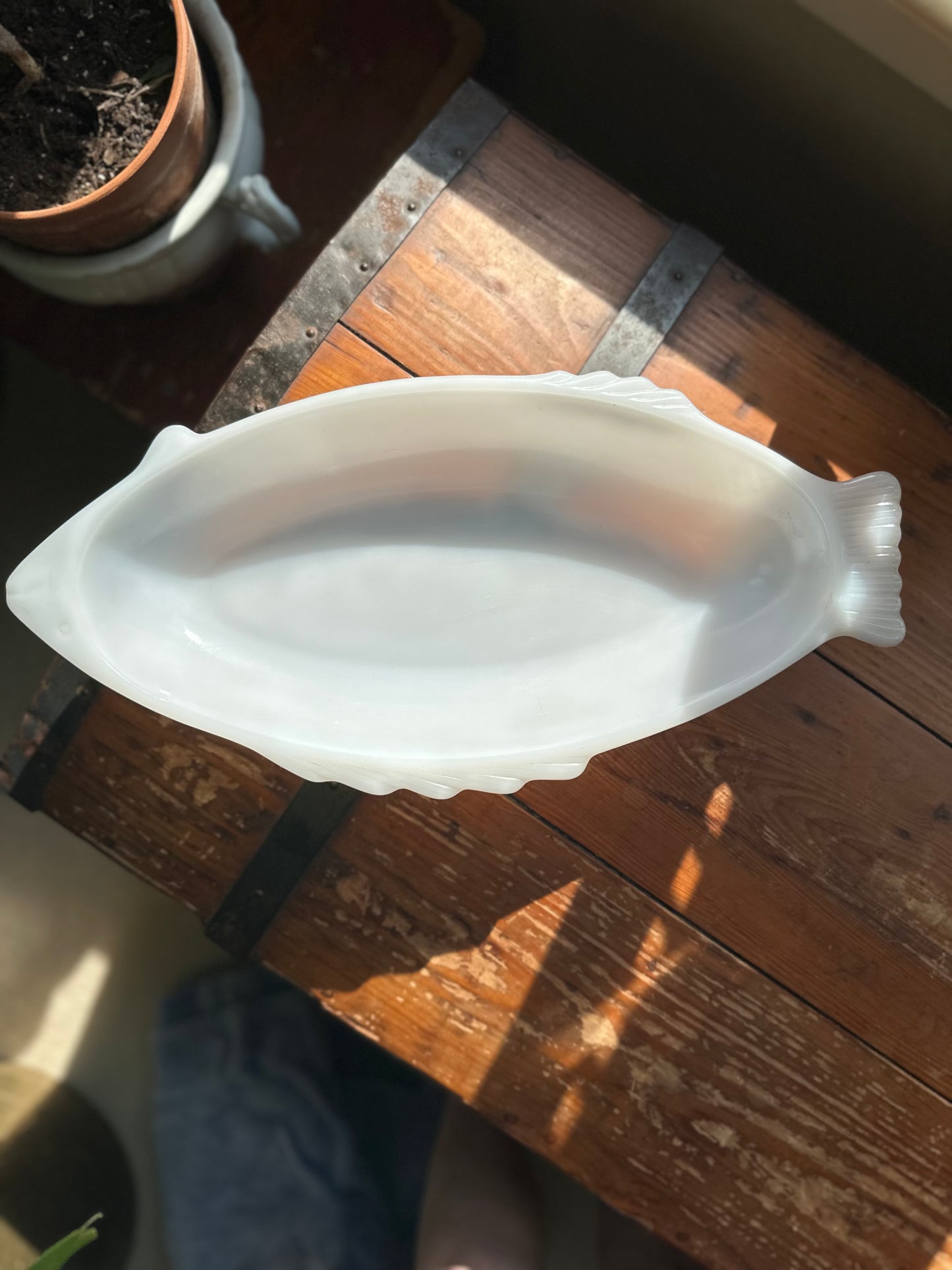 Vintage Milk Glass Fish Dish
