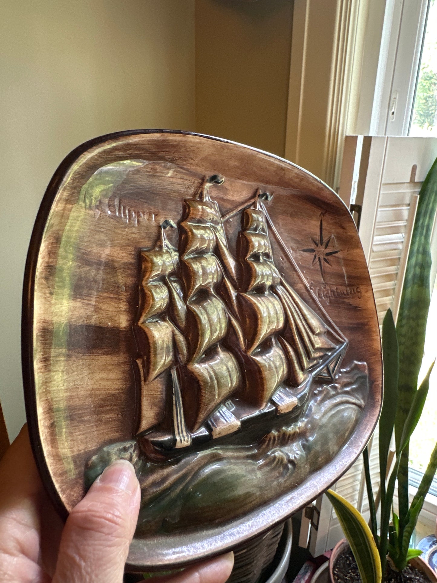 Vintage Nautical Sailing Ship Wall Plaque