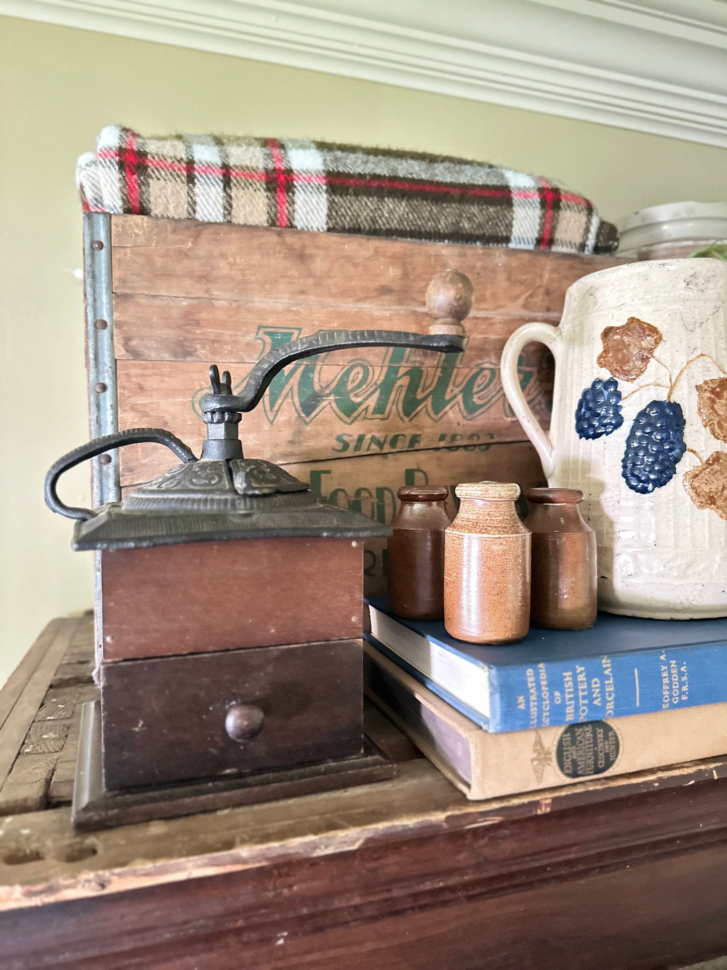 Vintage Wood & Cast Iron Coffee Grinder
