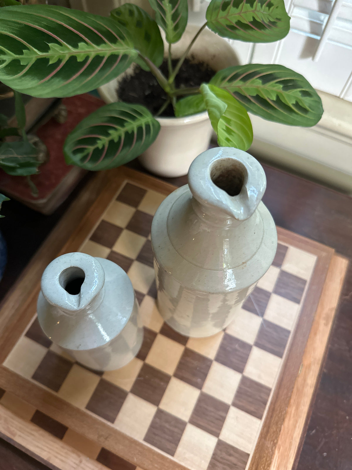 Pair of Antique George Skey Stoneware Ink Bottles | Tamworth, England