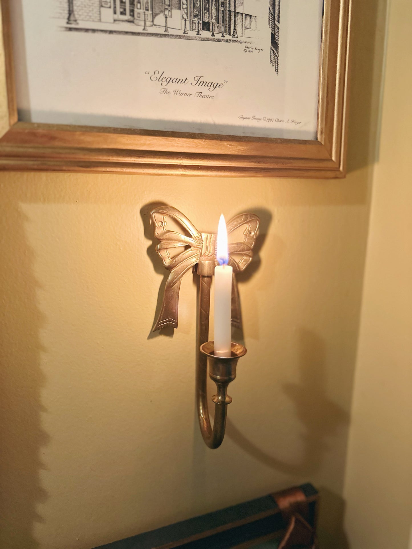 Vintage Brass Bow Wall Sconce