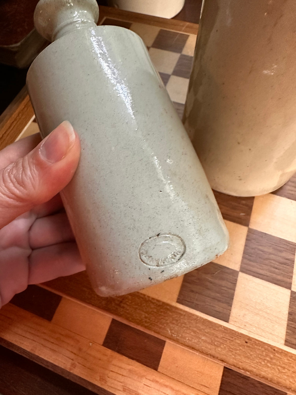 Pair of Antique George Skey Stoneware Ink Bottles | Tamworth, England