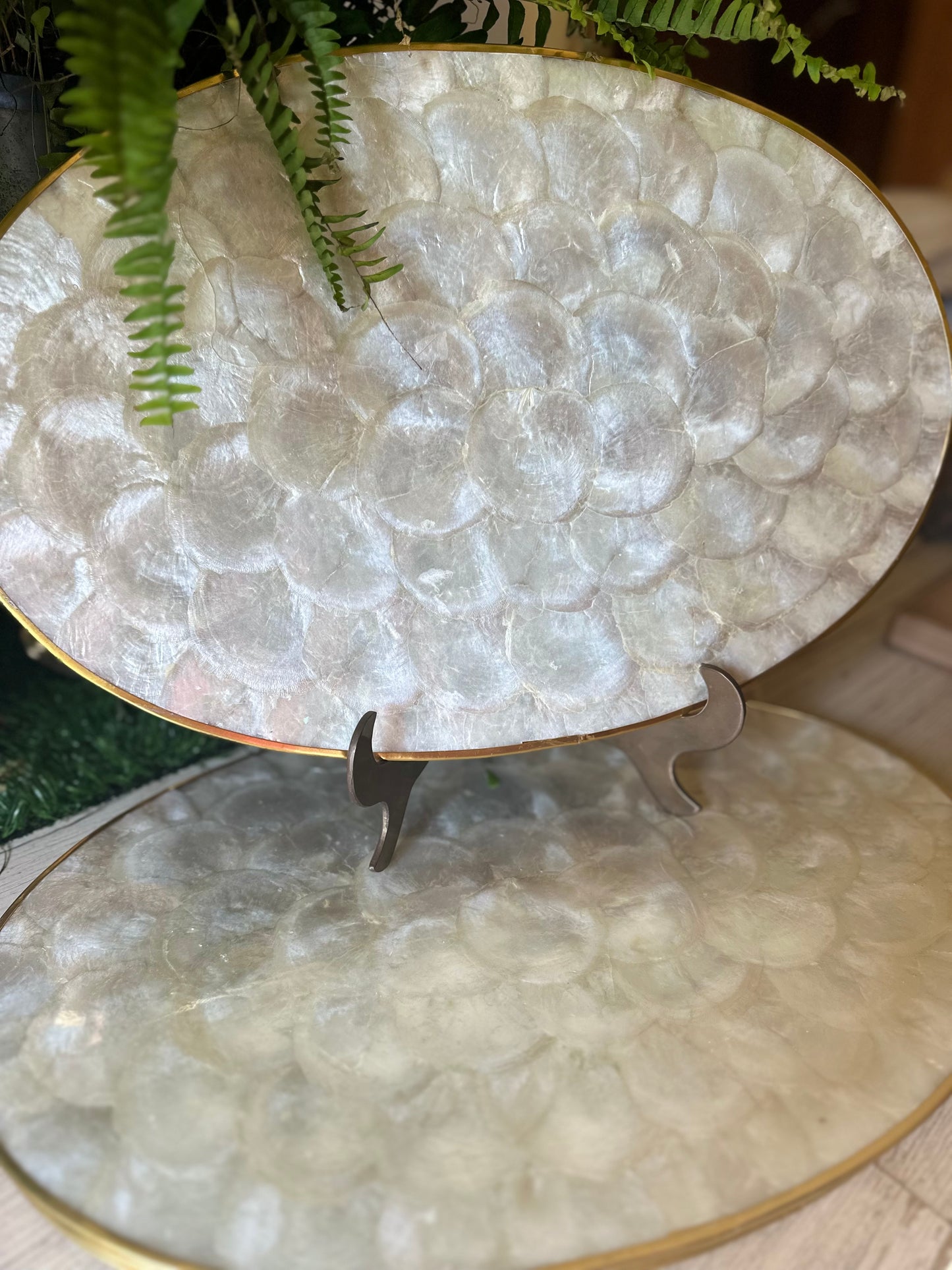 Vintage Set of Capiz Shell Cocktail Trays