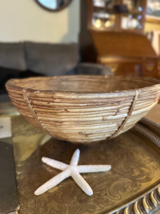 Vintage Hand-Woven Cane Bowl