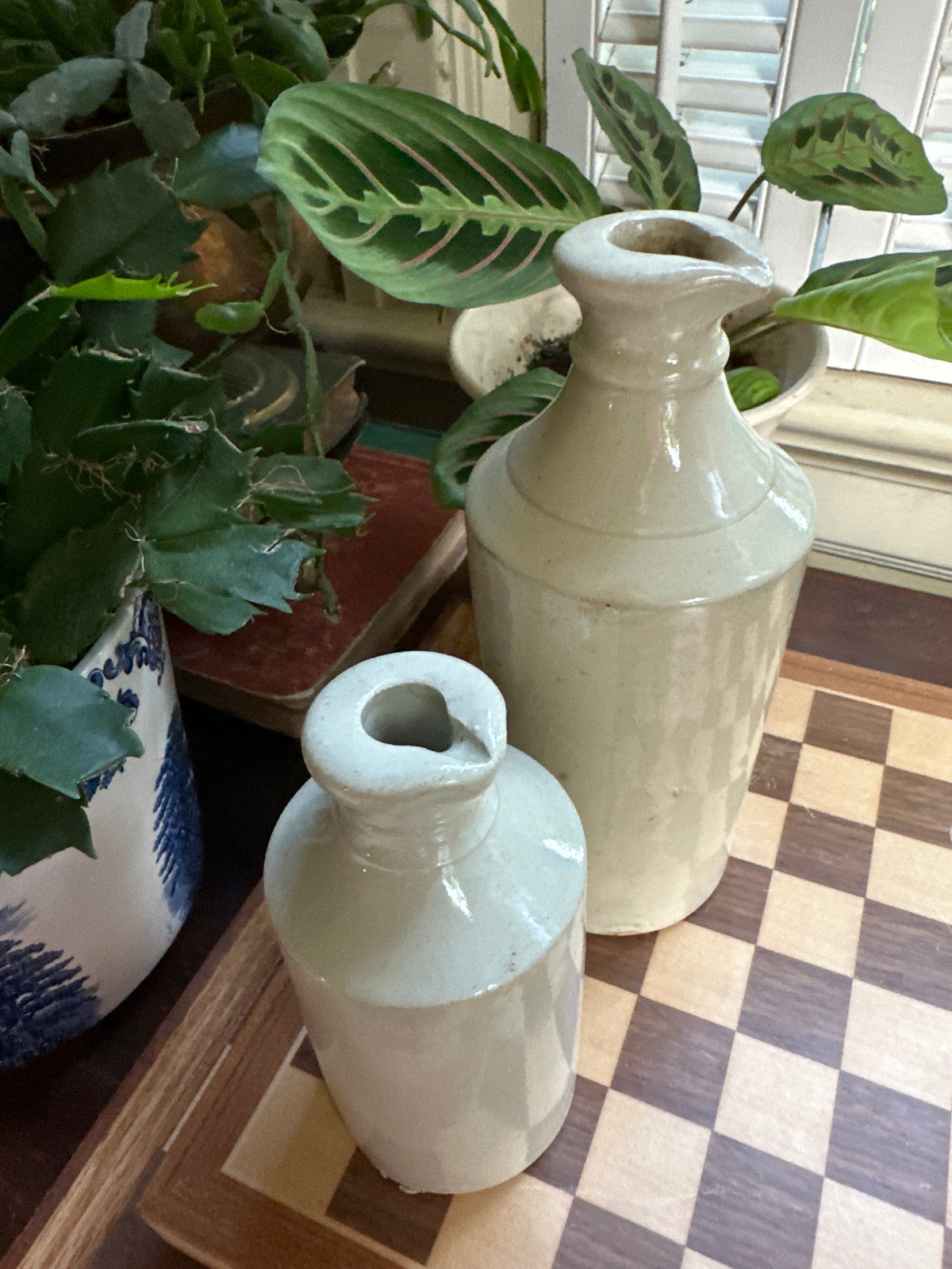 Pair of Antique George Skey Stoneware Ink Bottles | Tamworth, England