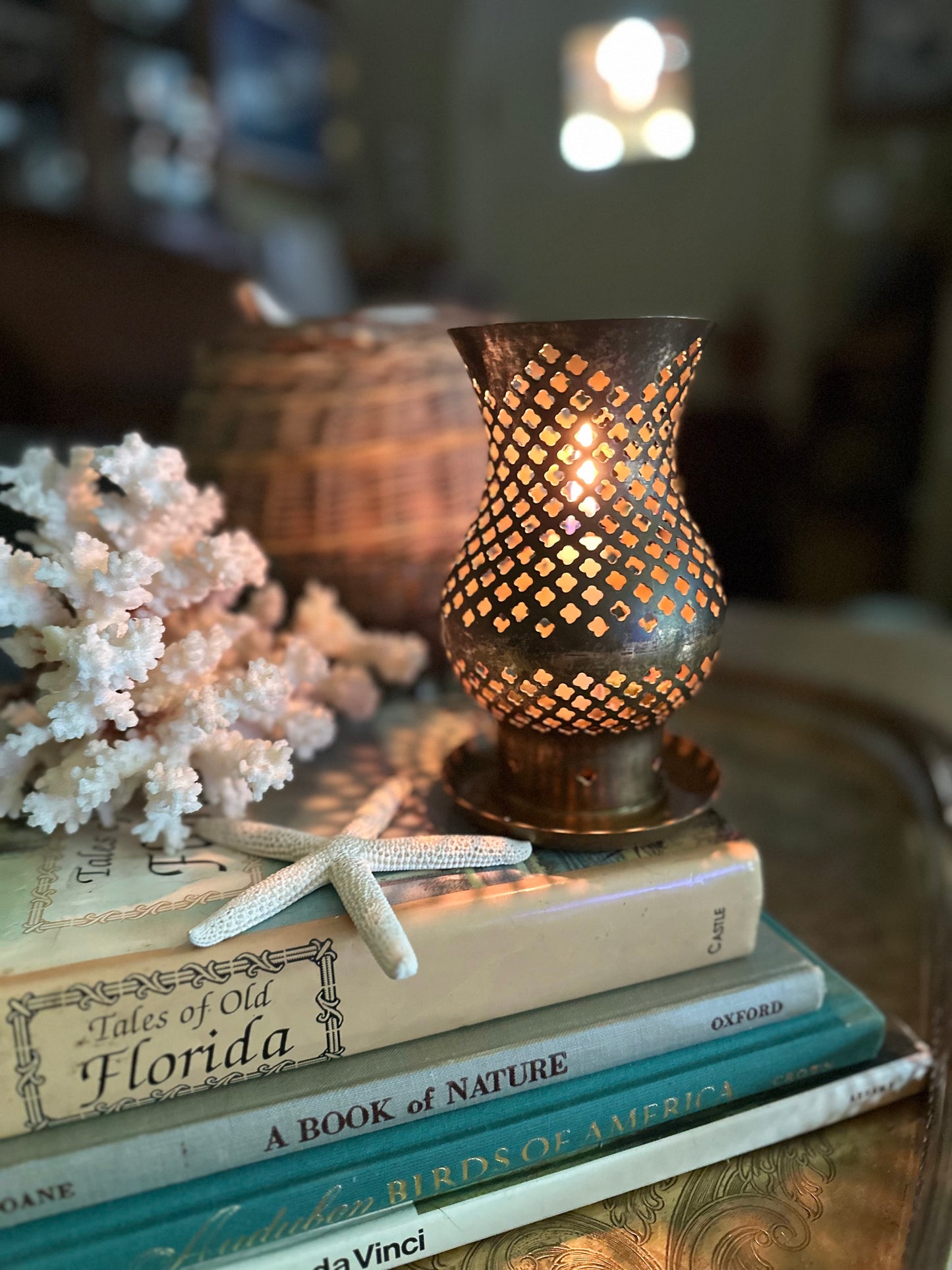 Vintage Brass Hurricane Candle Holder