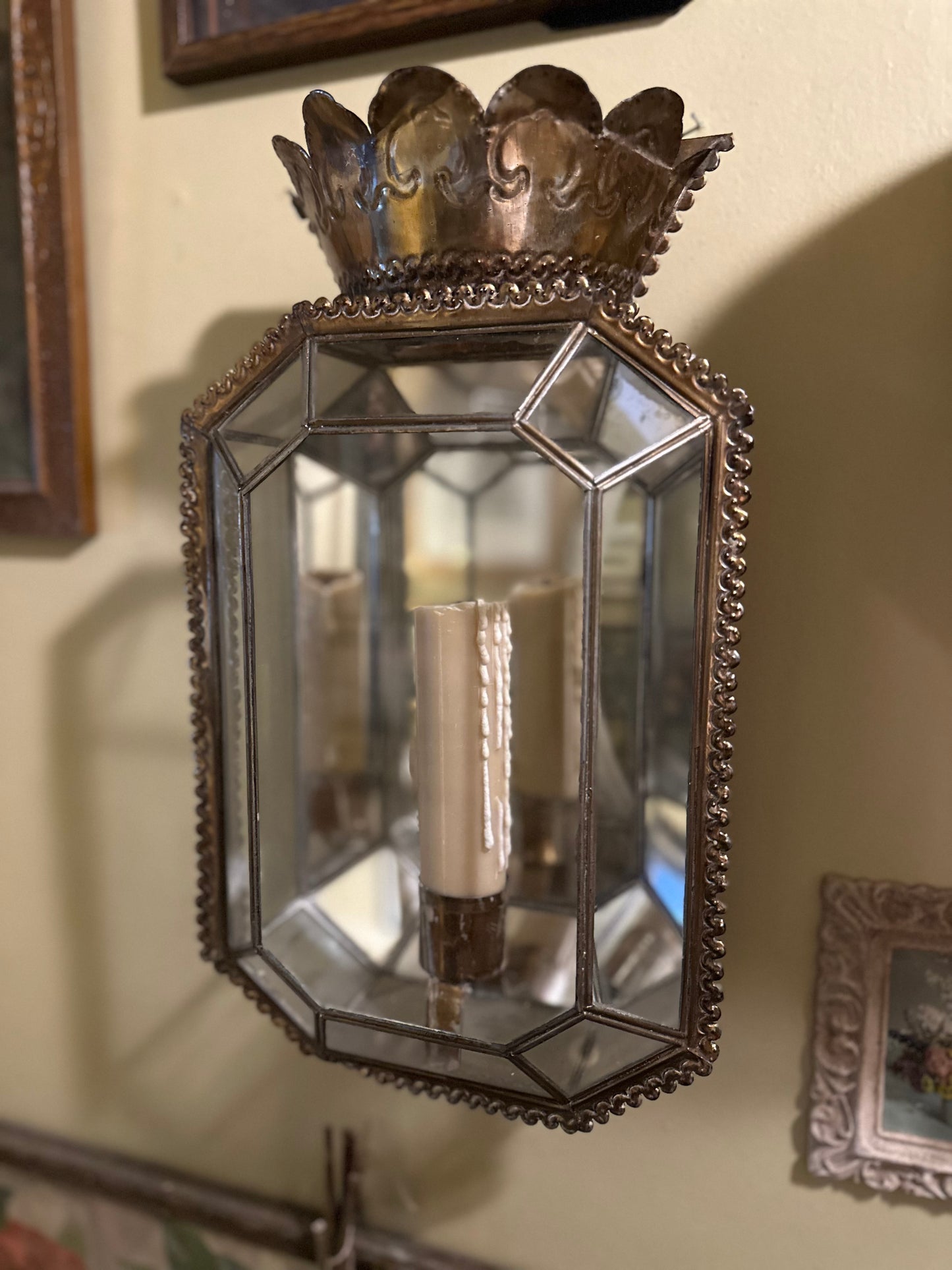 Vintage Continental Style Mirrored Wall Sconce