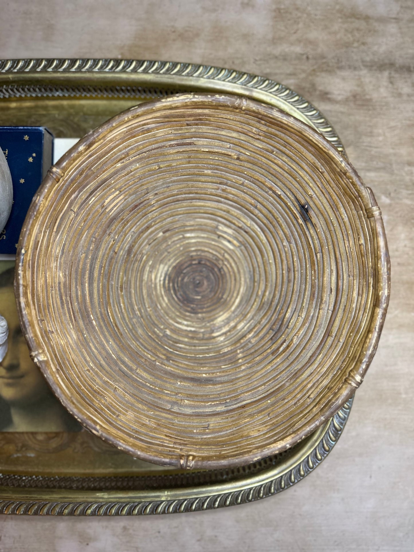 Vintage Hand-Woven Cane Bowl