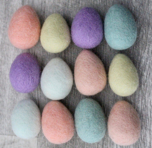 Wool Felted Eggs- Pastel Collection