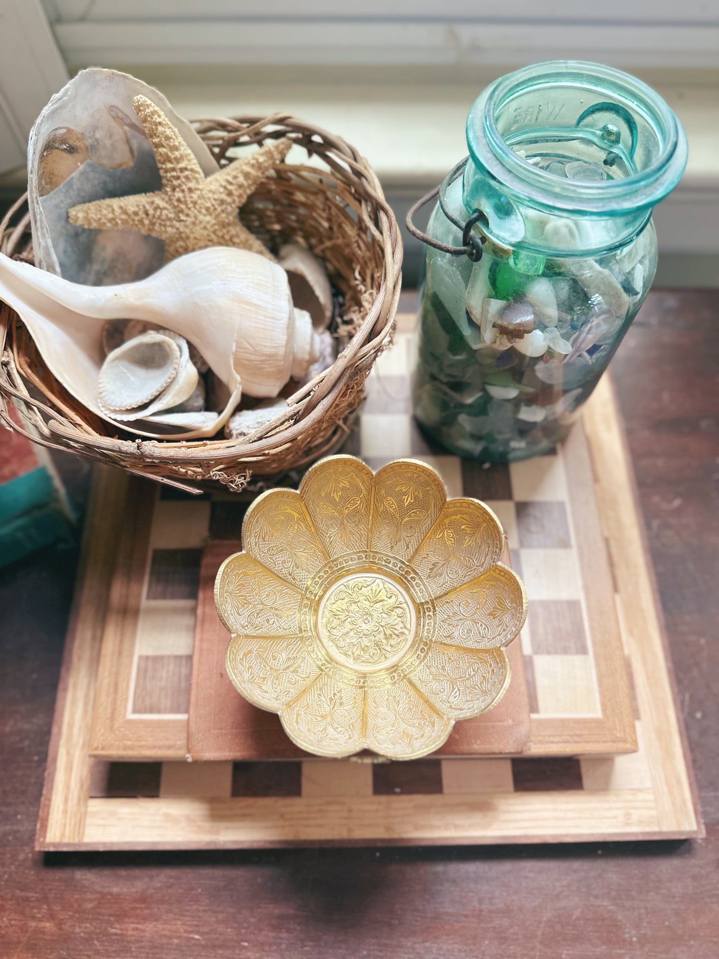 Vintage Etched SolidBrass Catchall