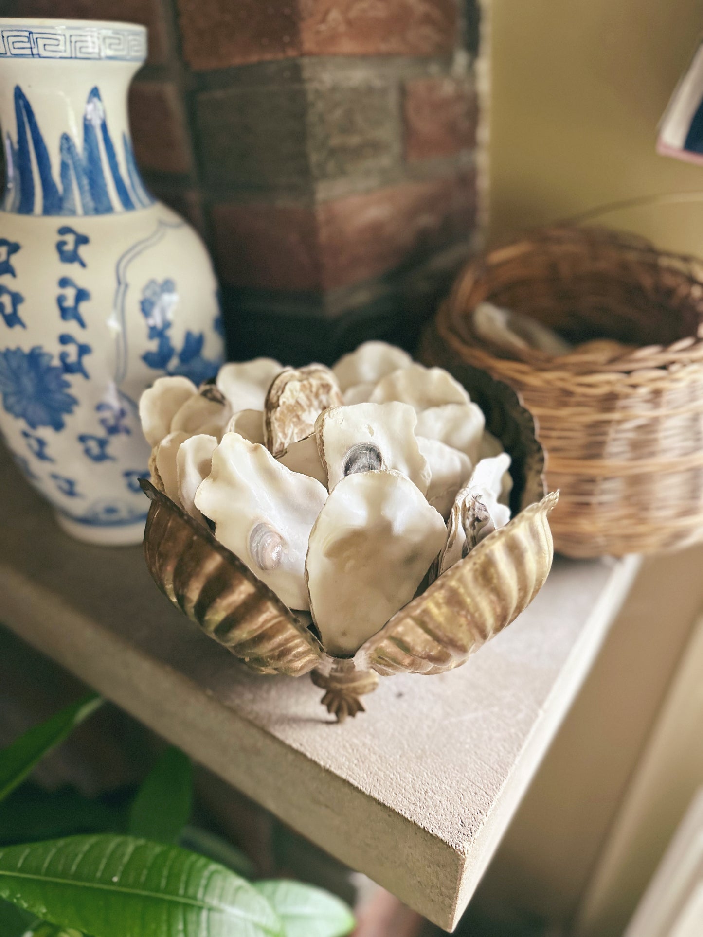 Vintage Brass Footed Shell Planter