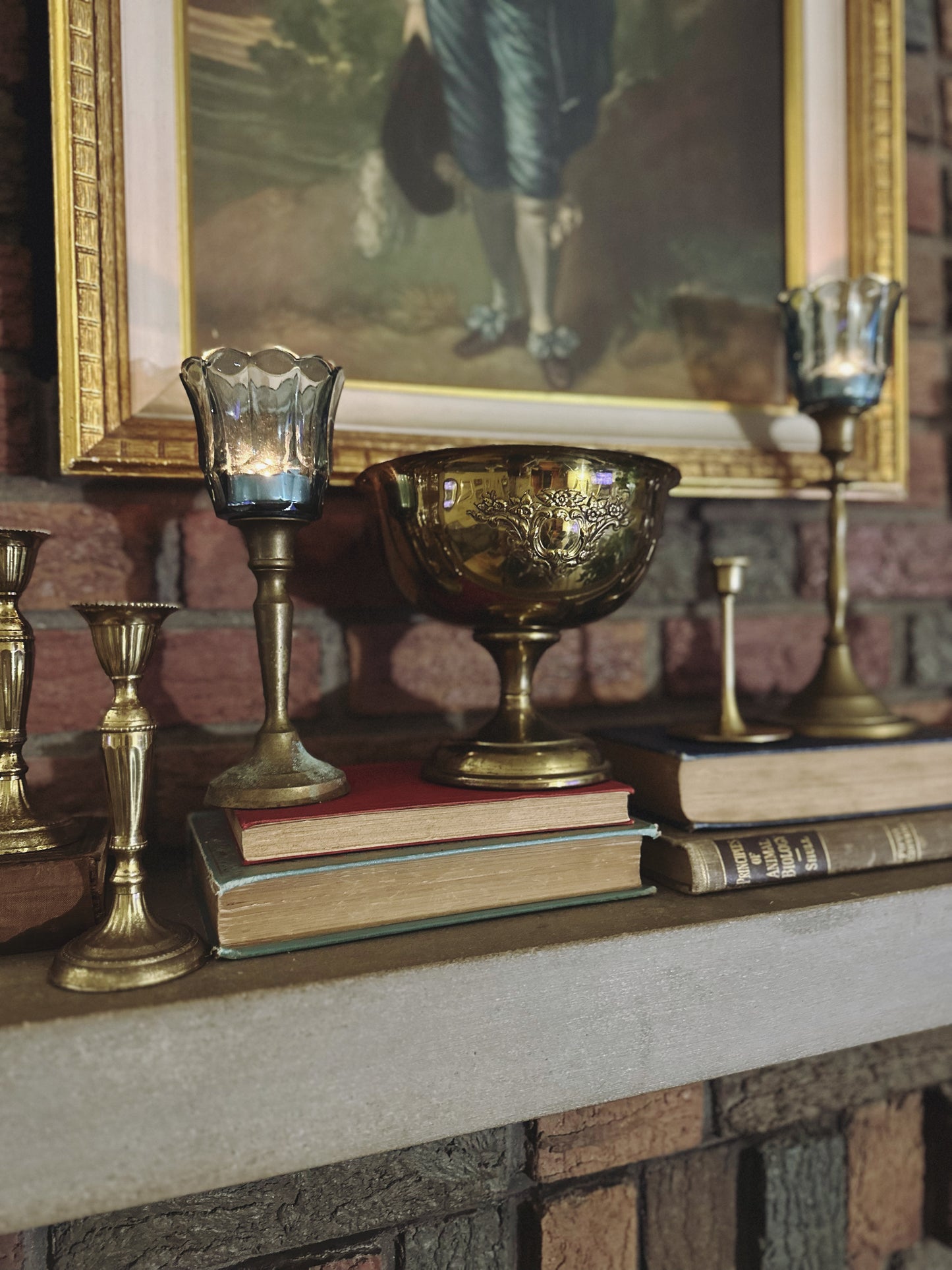 Vintage Brass Repoussé Tazza / Pedestal Compote