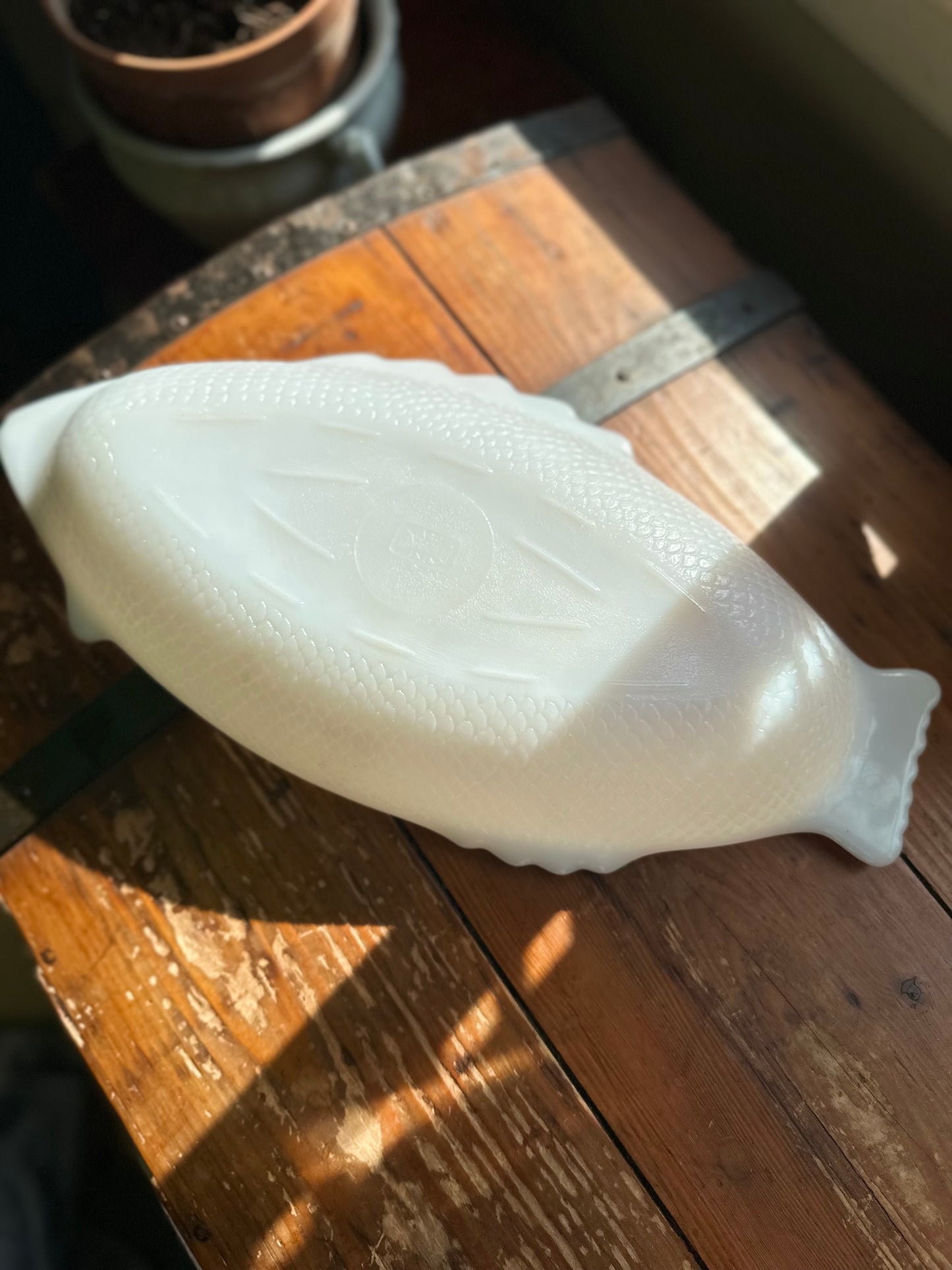 Vintage Milk Glass Fish Dish