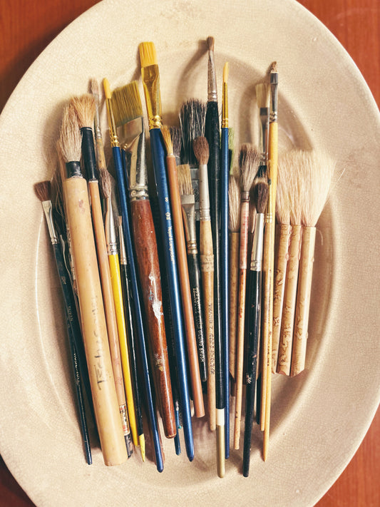 Vintage Mixed Lot of 45 Artist Paint Brushes | Natural Bristle & Synthetic | Studio Decor | Watercolor, Oil & Acrylic