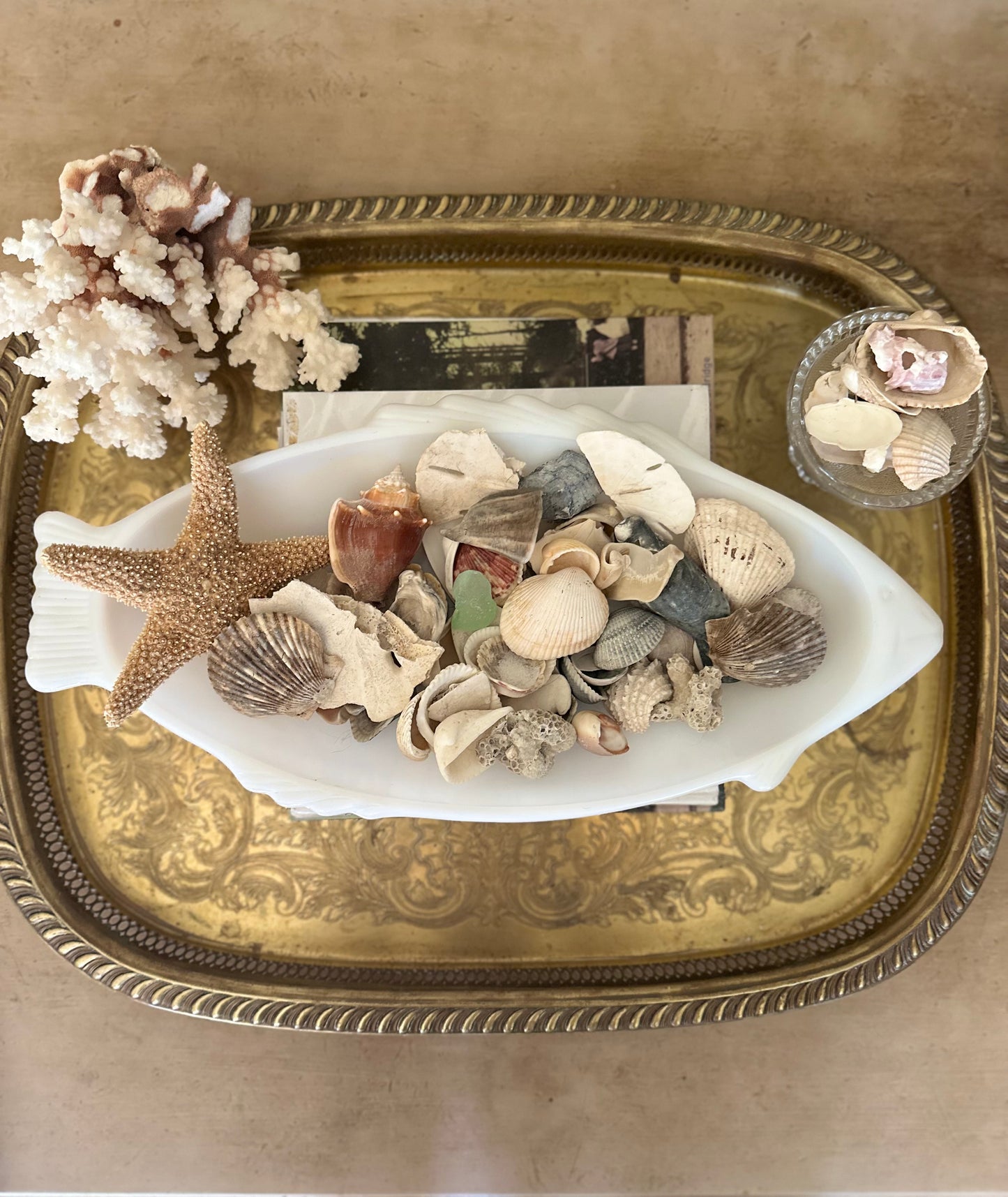 Vintage Milk Glass Fish Dish