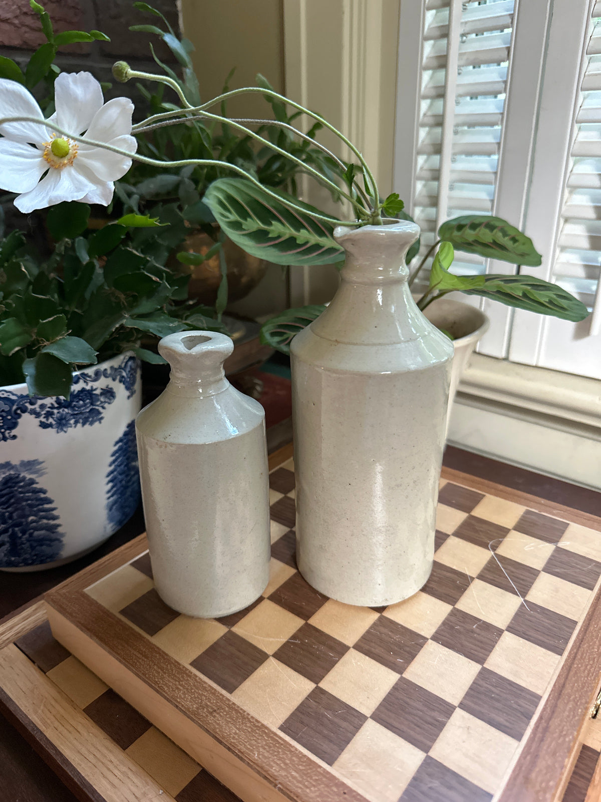 Pair of Antique George Skey Stoneware Ink Bottles | Tamworth, England