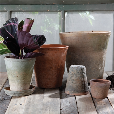 Rustic Terra Cotta Rose Pot - Sm - Antique Red