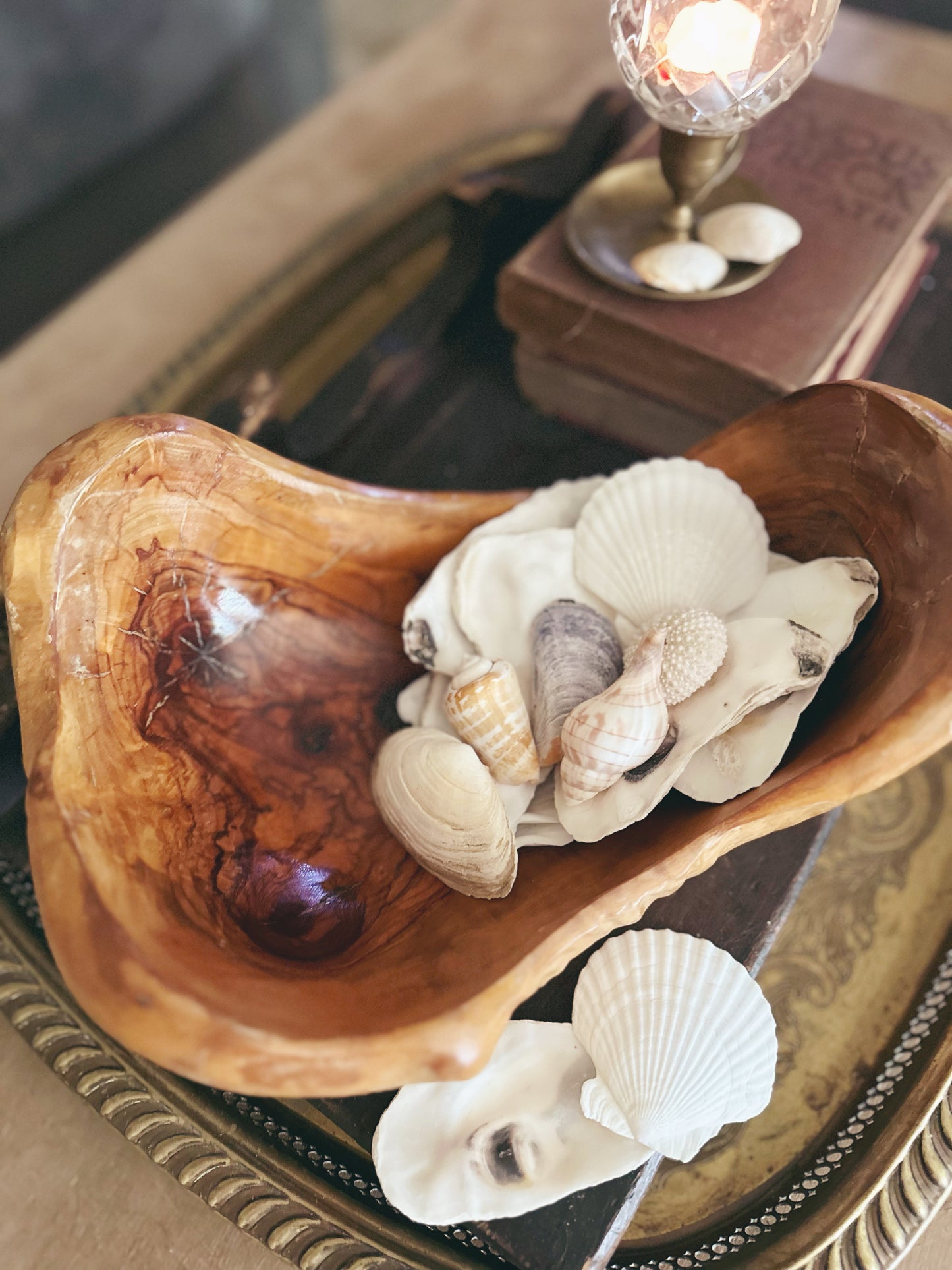 Vintage Hand-Carved Olive Wood Bowl