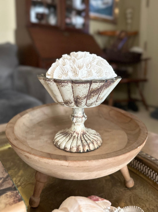 Antiqued Glass Pedestal Bowl