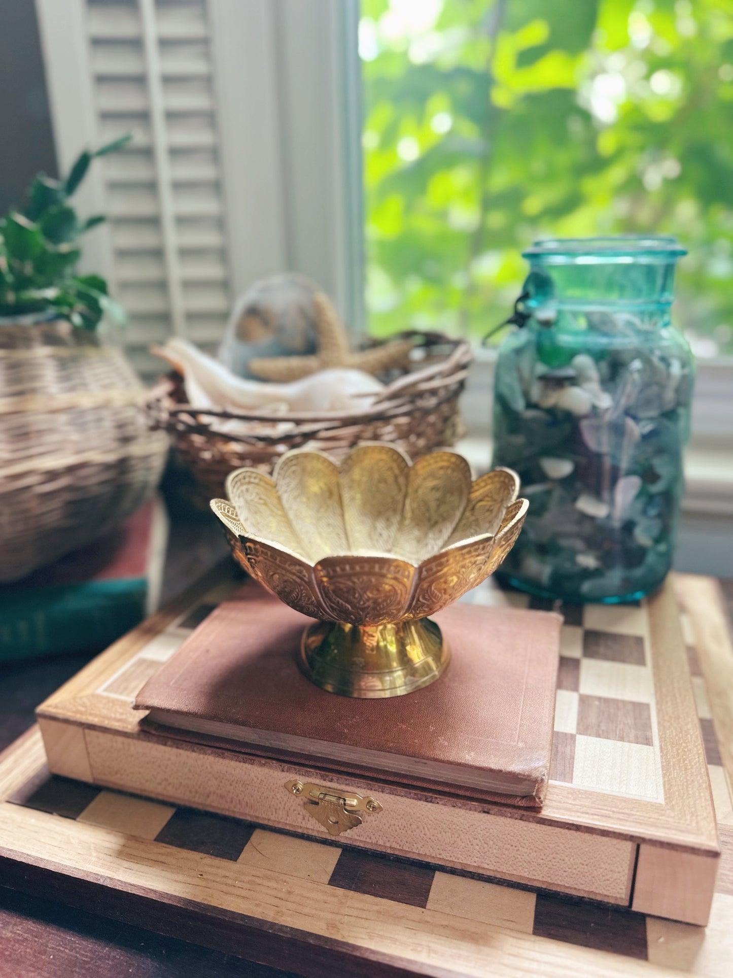 Vintage Etched SolidBrass Catchall