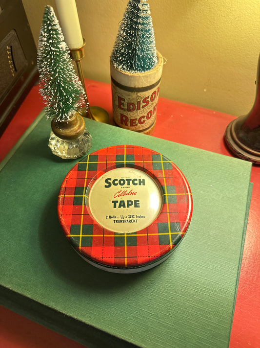 Vintage Scotch Cellulose Tape Tin – Red Tartan Plaid